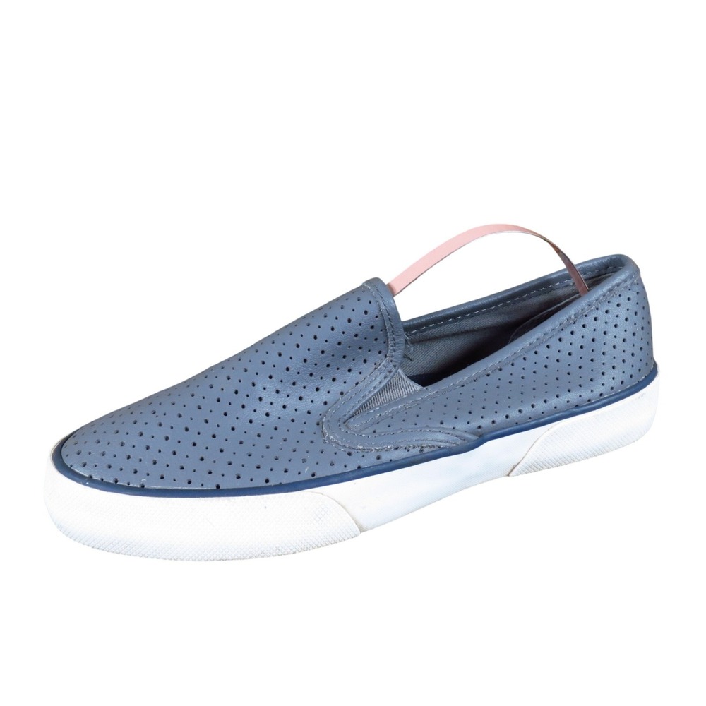 Sperry Pier Side Women Slip On Sneaker 6.5 Daily Wear Grey Perforated Leather